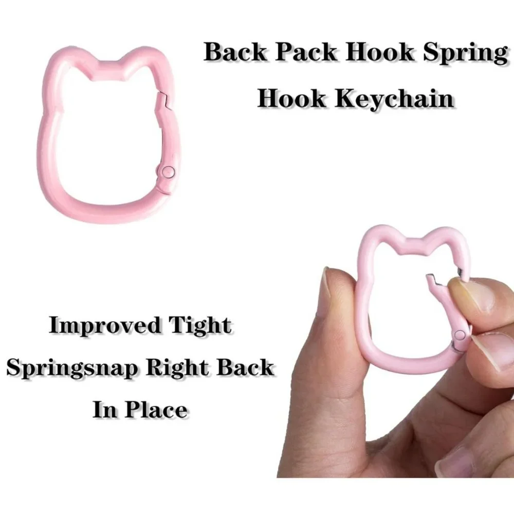 CARABINER Keychain Clips Pink Cat Shape Aluminum Ring 3 Pack Set NEW
